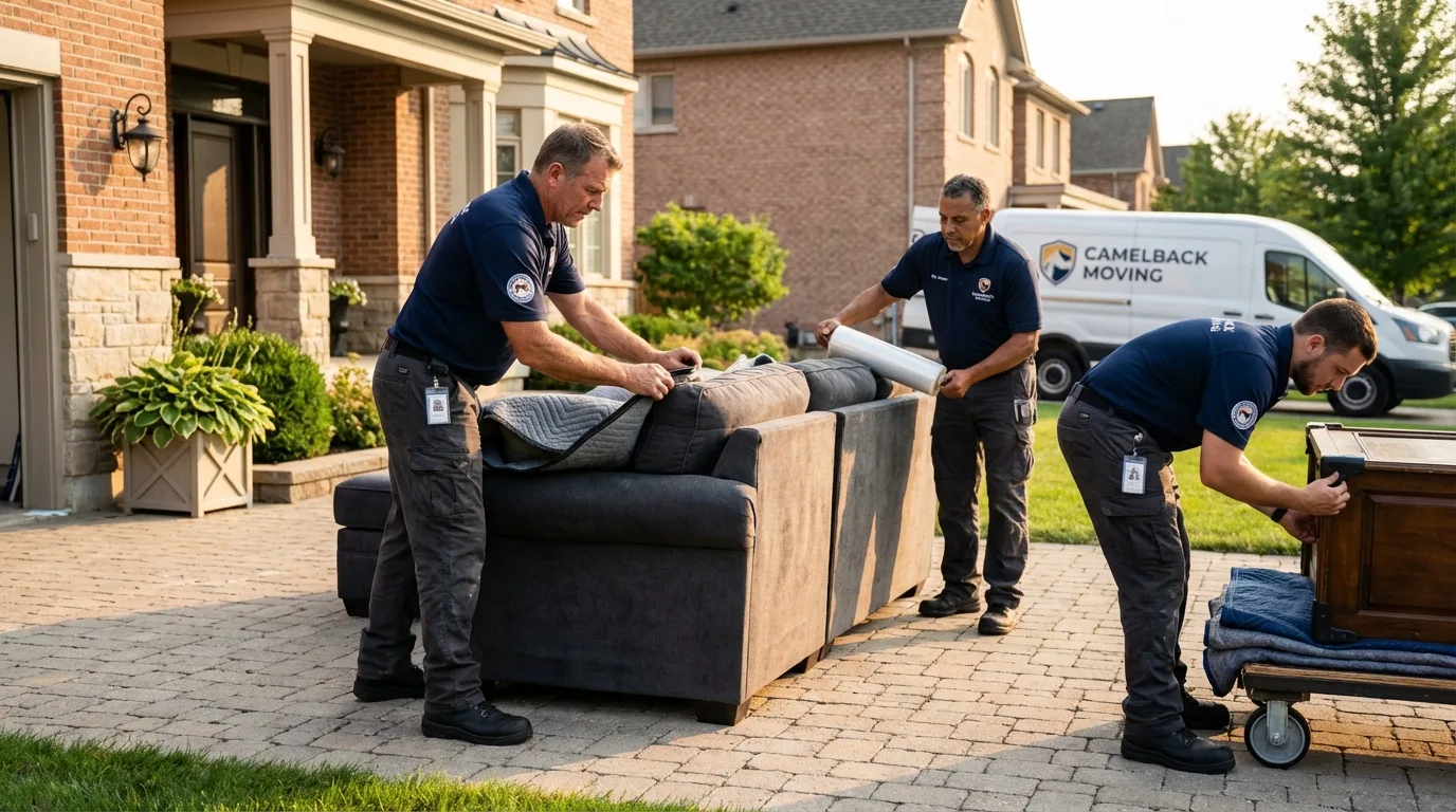 Large estate moving crew wrapping furniture in Cedar Bluff, AL