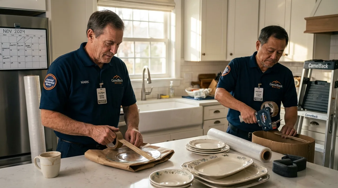Professional crew packing kitchen dishware in Cedar Bluff, AL